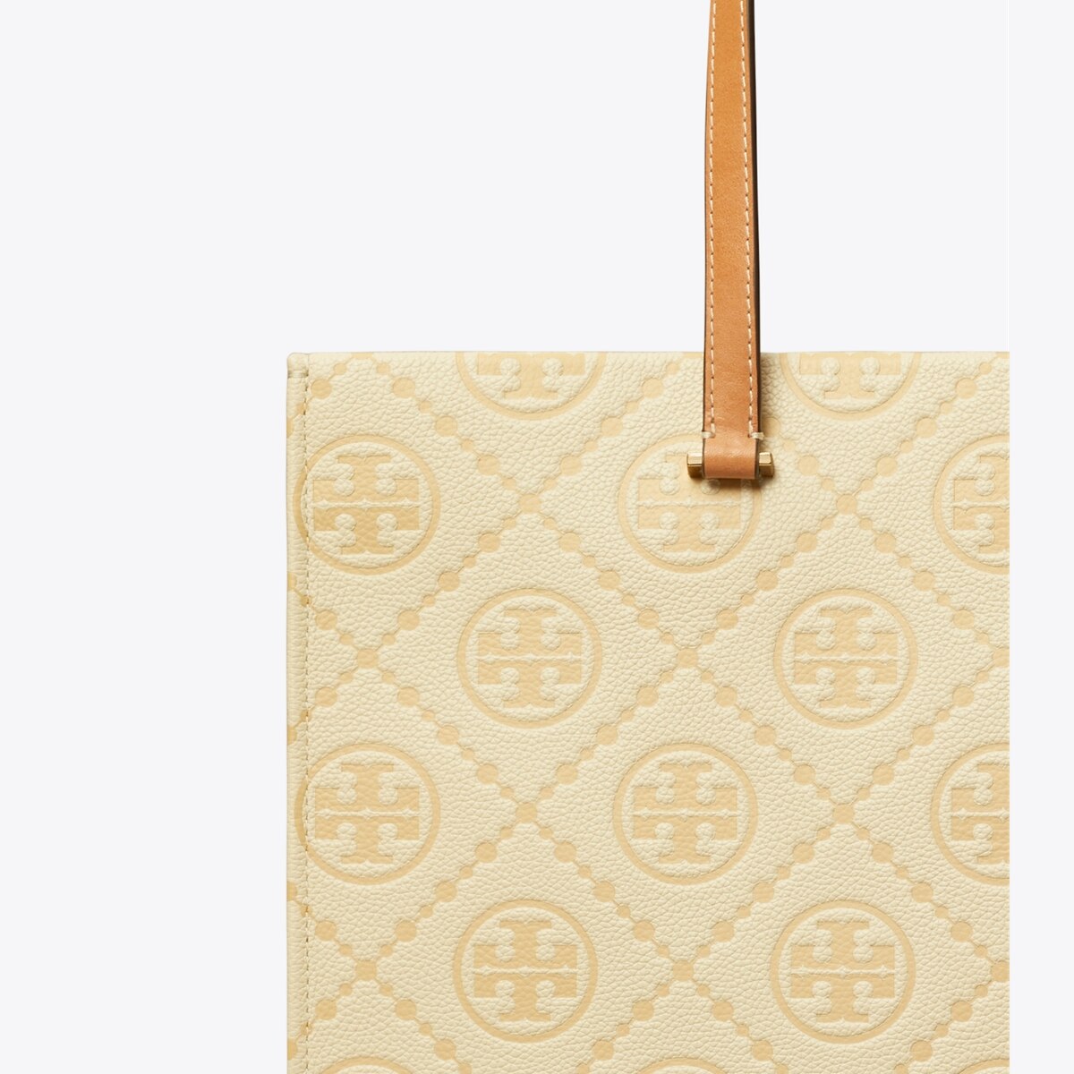 T Monogram Pebble Tote - tiramisu