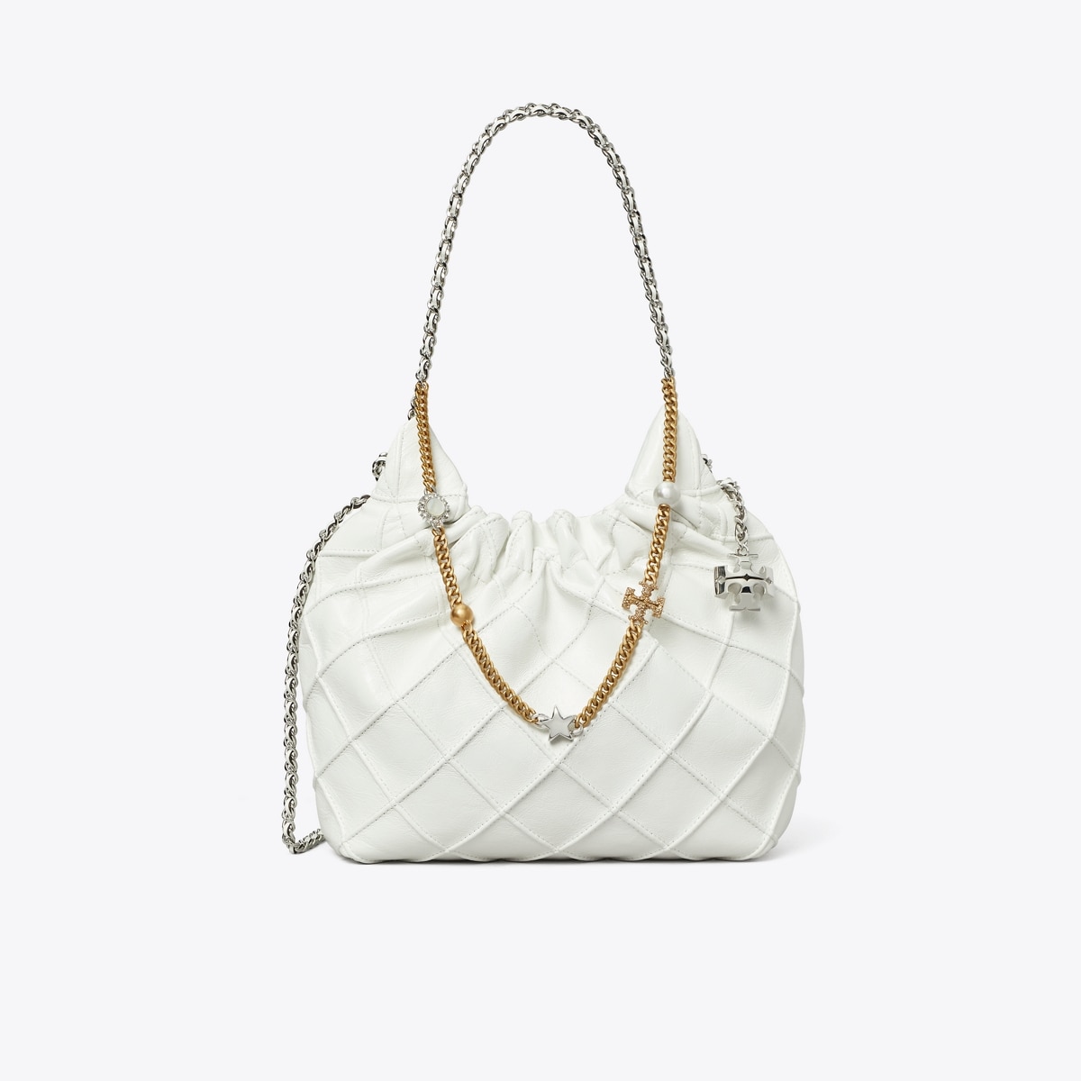 Mini Fleming Soft Distressed Hobo Bag - white
