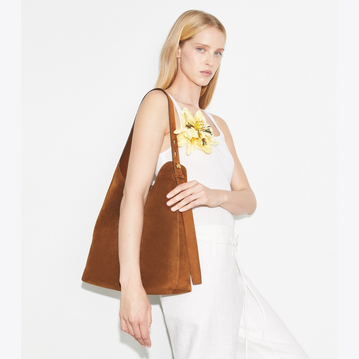 Romy Suede Hobo Bag - brown