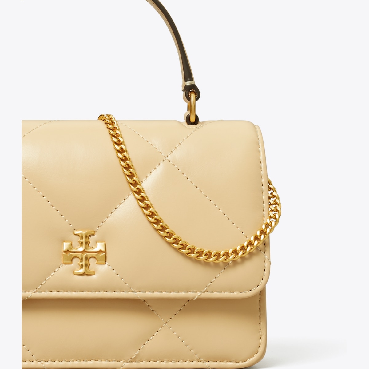 Mini Kira Diamond Quilt Top-Handle Crossbody - beige