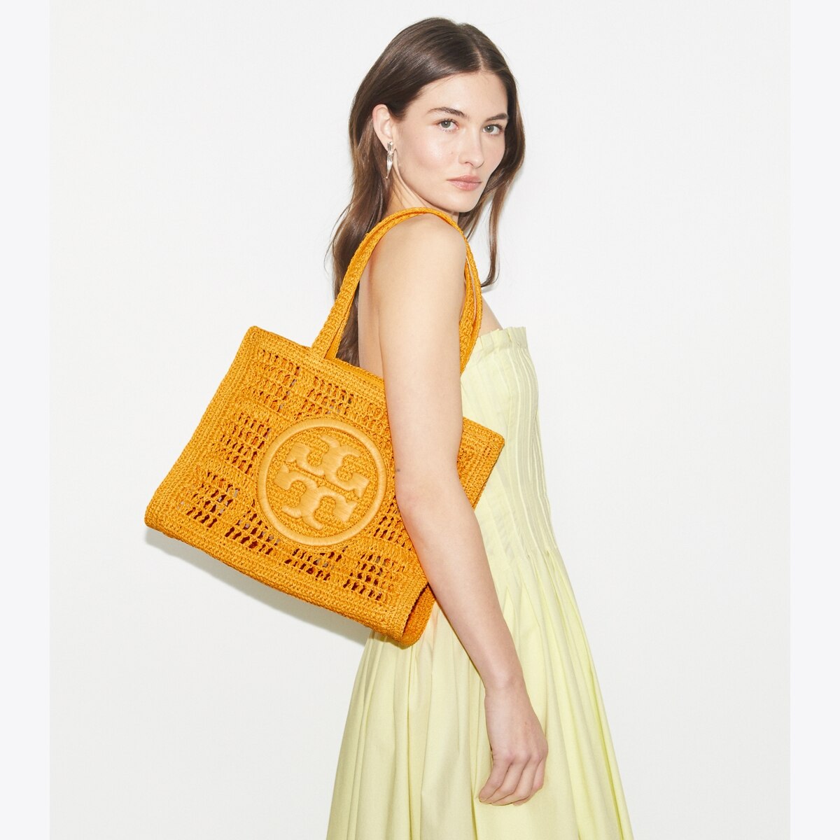 Small Ella Hand-Crocheted Tote - orange