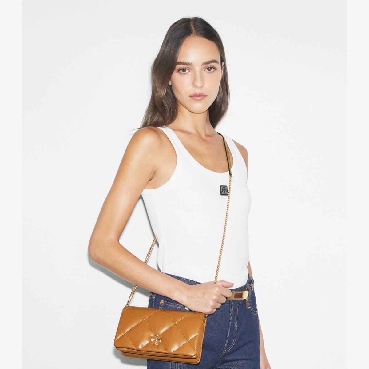 Kira Diamond Quilt Crossbody - brown