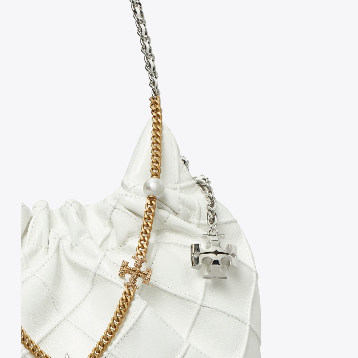 Mini Fleming Soft Distressed Hobo Bag - white