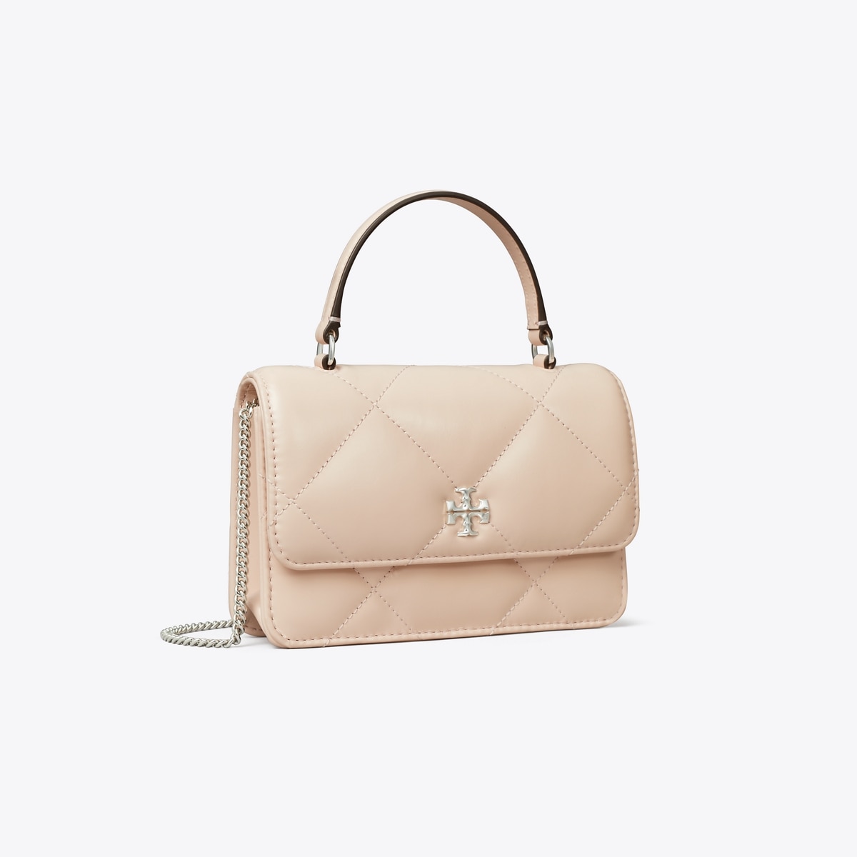 Mini Kira Diamond Quilt Top-Handle Crossbody - pink