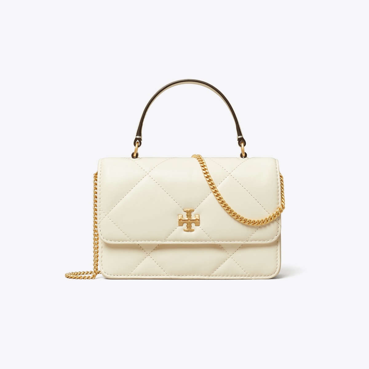 Mini Kira Diamond Quilt Top-Handle Crossbody - white