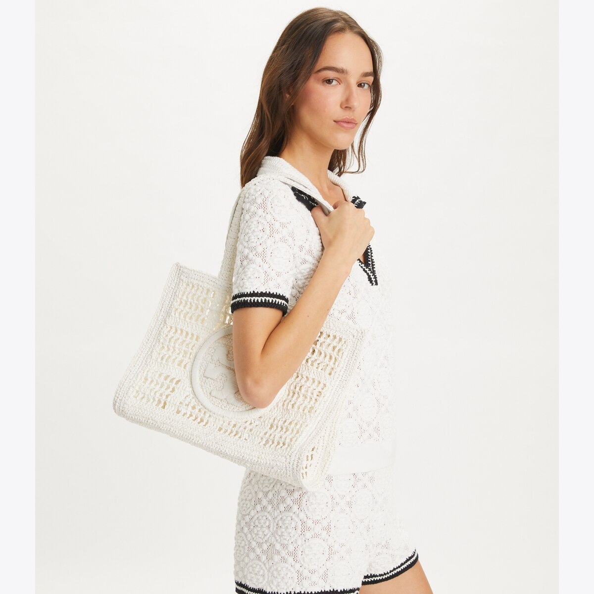 Small Ella Hand-Crocheted Tote - white
