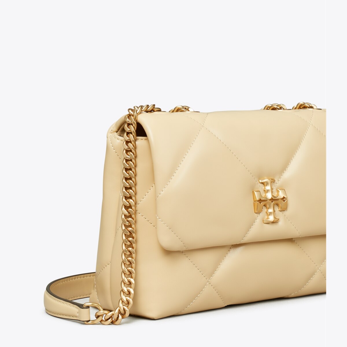 Small Kira Diamond Quilt Shoulder Bag - beige