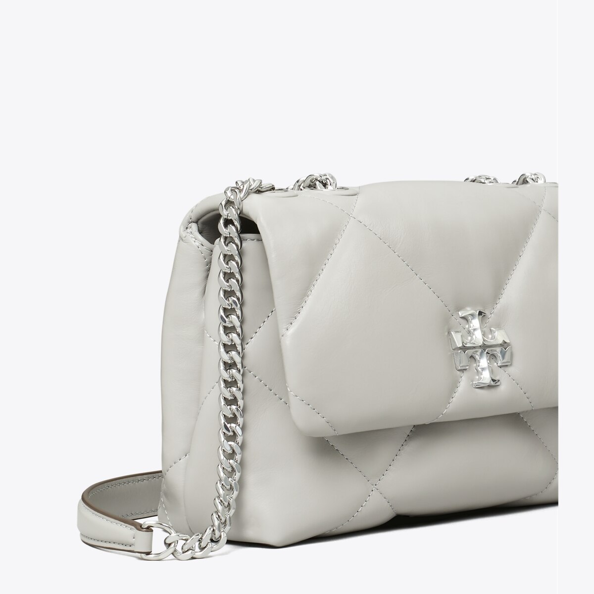 Small Kira Diamond Quilt Shoulder Bag - gray