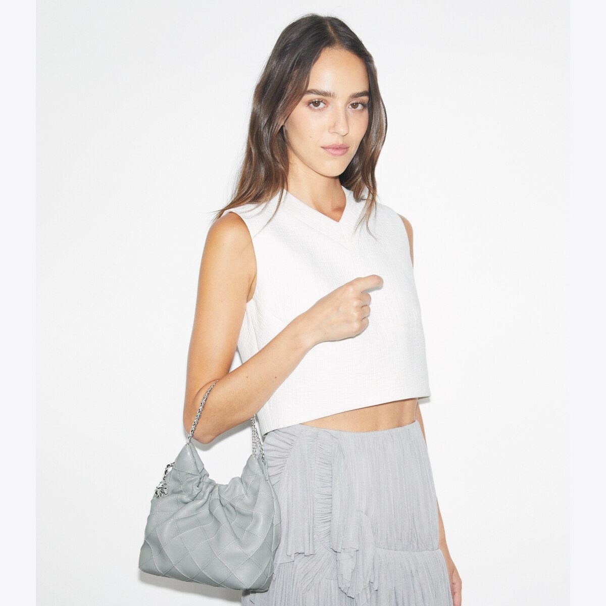 Mini Fleming Soft Hobo Bag - gray