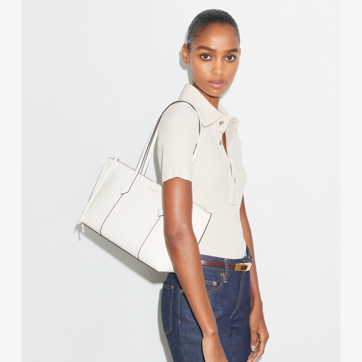 Small Perry Zip Tote - white