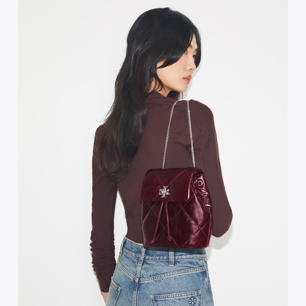 Mini Kira Diamond Quilt Distressed Backpack - red