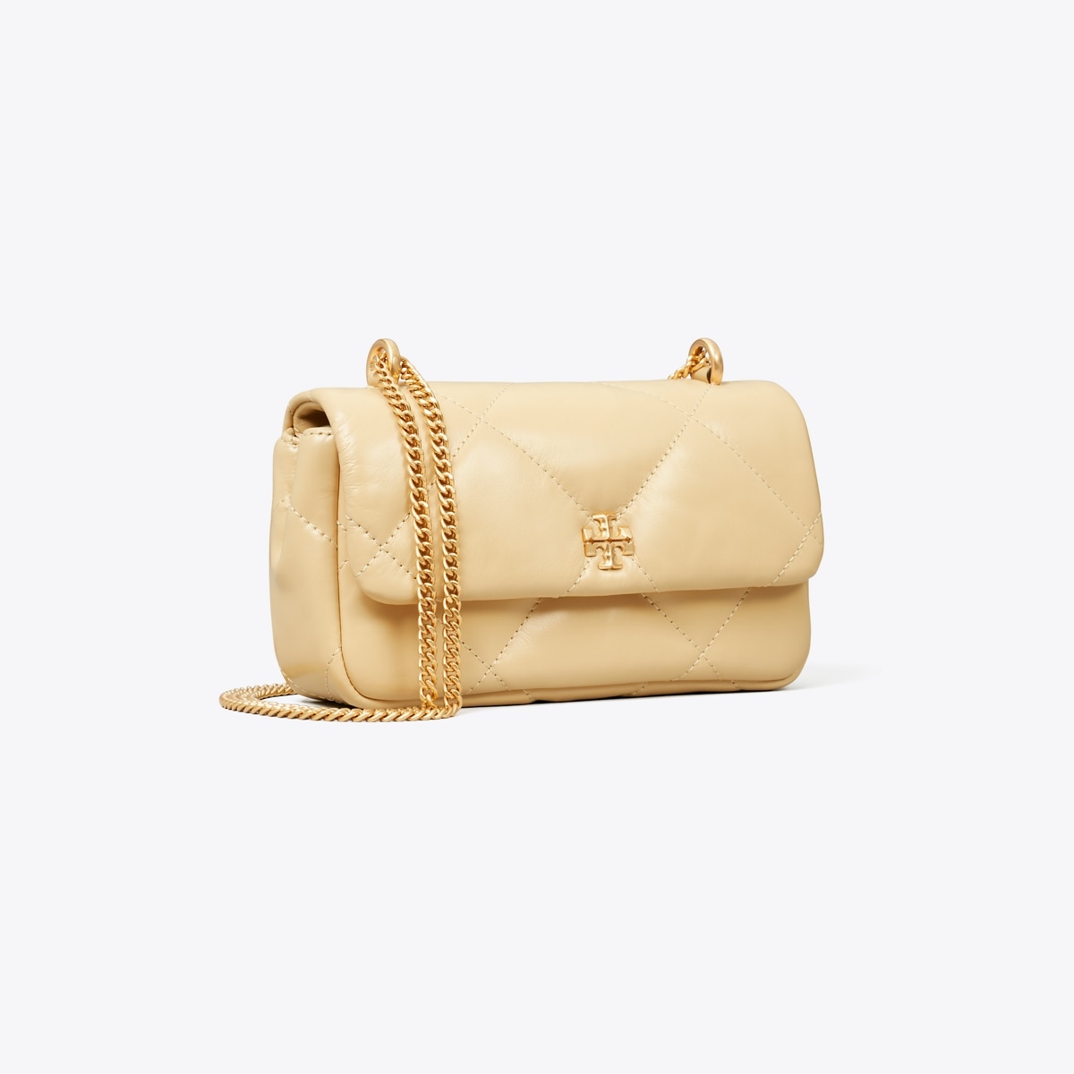 Mini Kira Diamond Quilt Flap Bag - beige