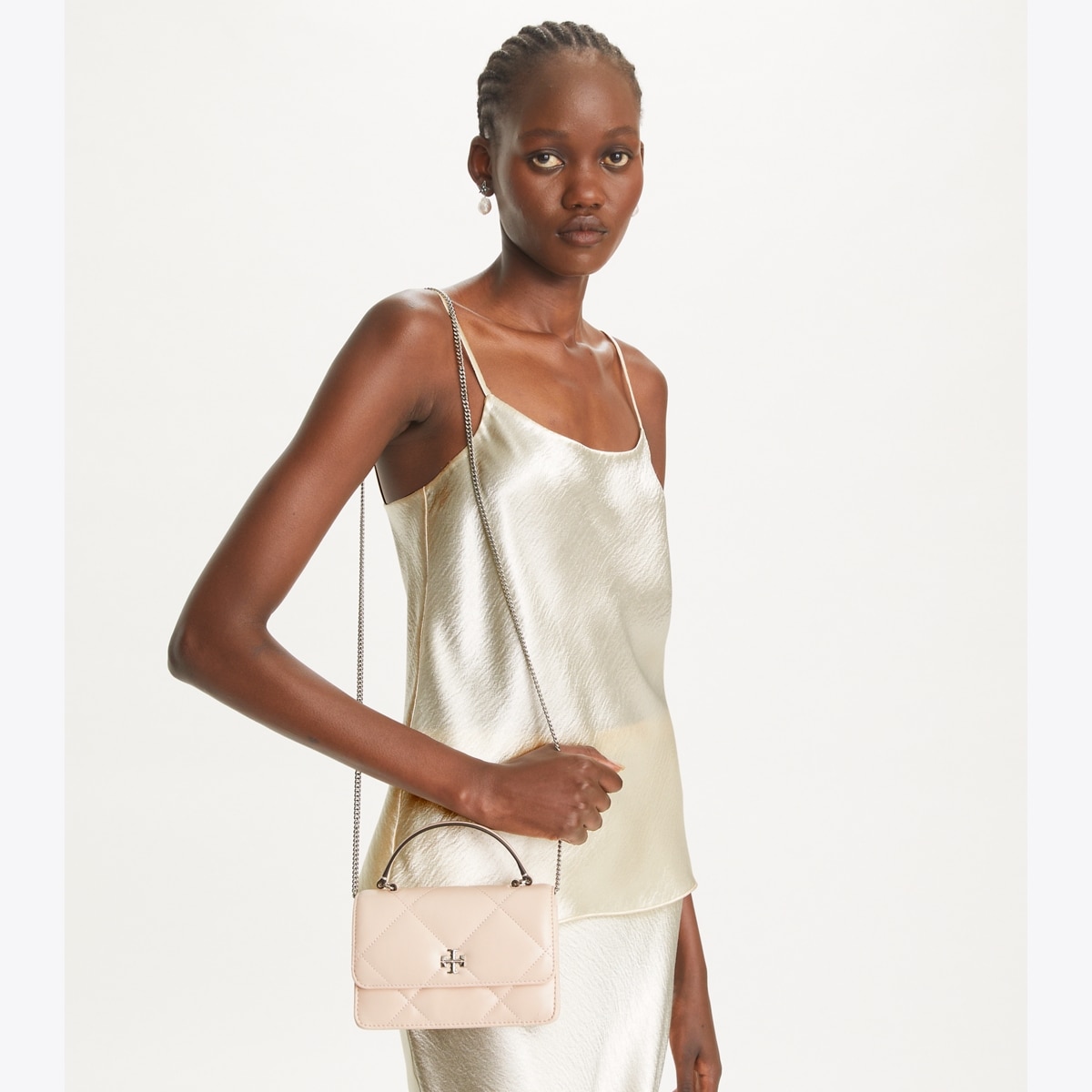 Mini Kira Diamond Quilt Top-Handle Crossbody - pink