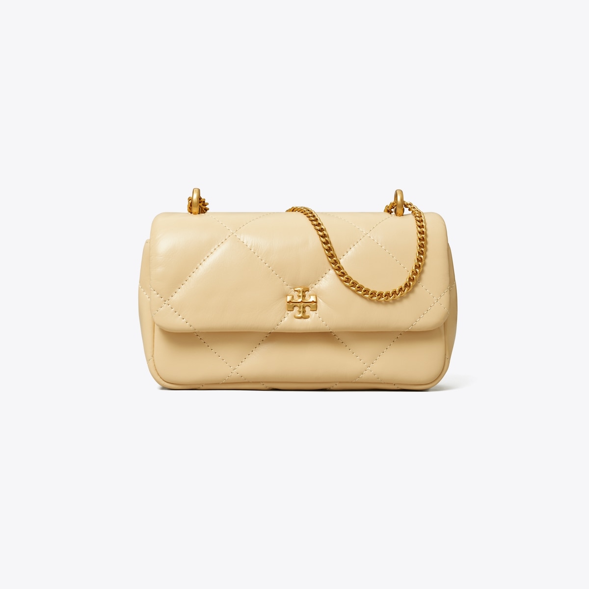 Mini Kira Diamond Quilt Flap Bag - beige