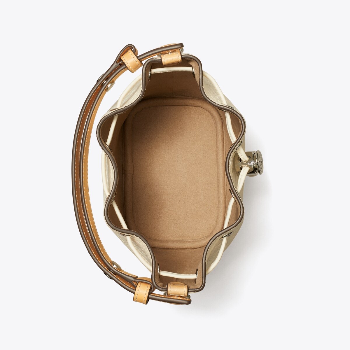 T Monogram Pebble Mini Bucket Bag - white