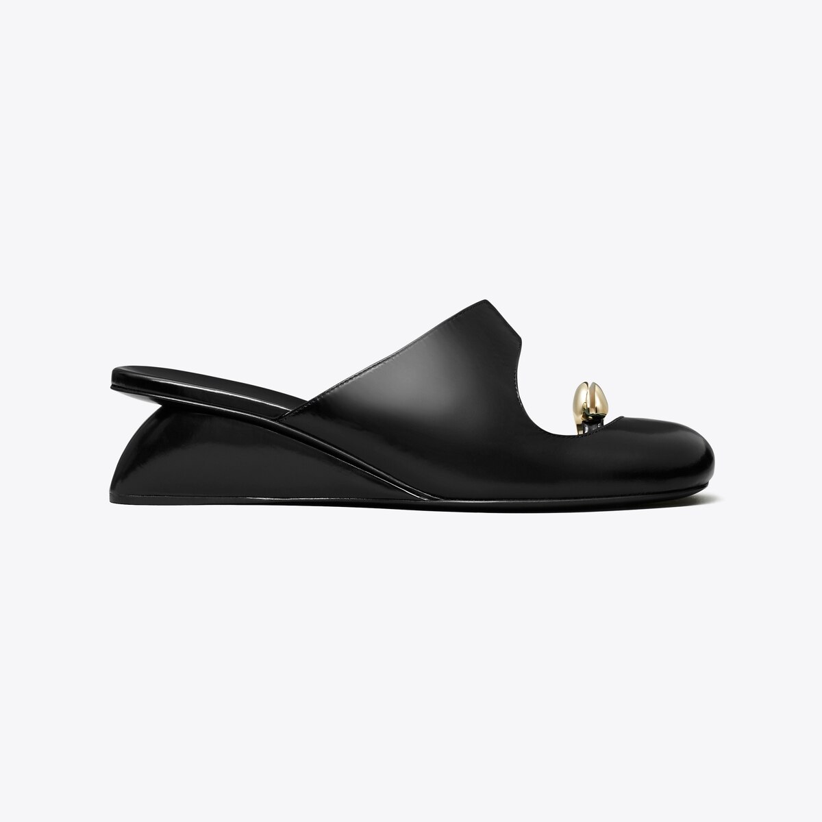 Pierced Mule Wedge - perfect black