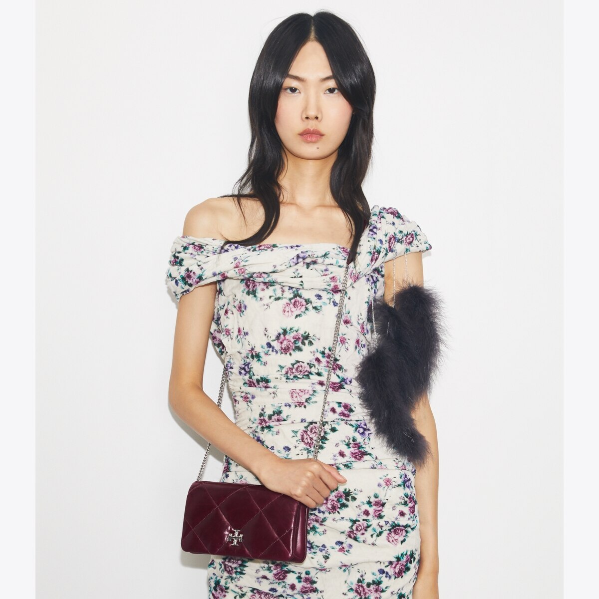 Kira Diamond Quilt Distressed Crossbody - purple