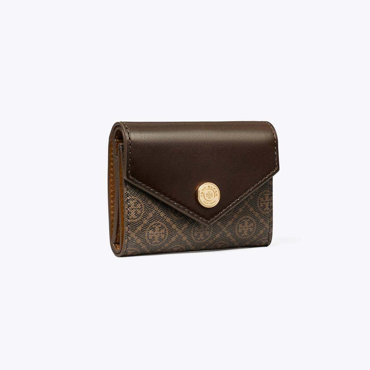 T Monogram Coated Canvas Small Envelope Wallet - brown