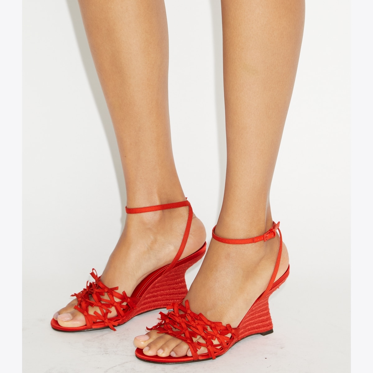 Mini Bow Espadrille Wedge - red