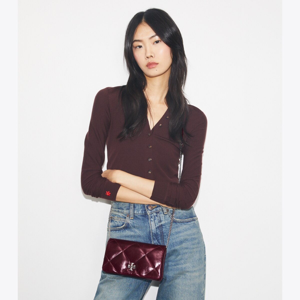 Kira Diamond Quilt Distressed Crossbody - purple