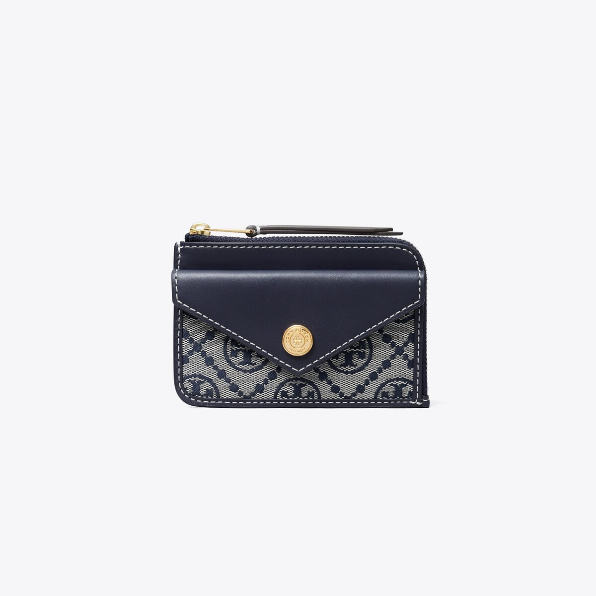 T Monogram Zip Card Case - blue