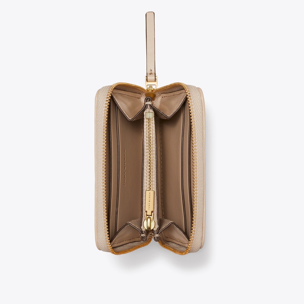 Small Kira Diamond Quilt Zip-Around Wallet - beige