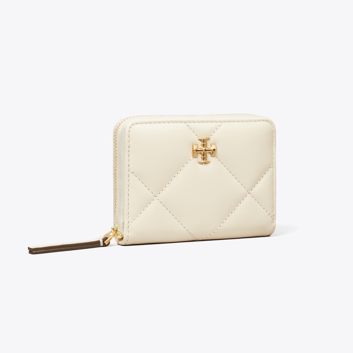 Small Kira Diamond Quilt Zip-Around Wallet - white