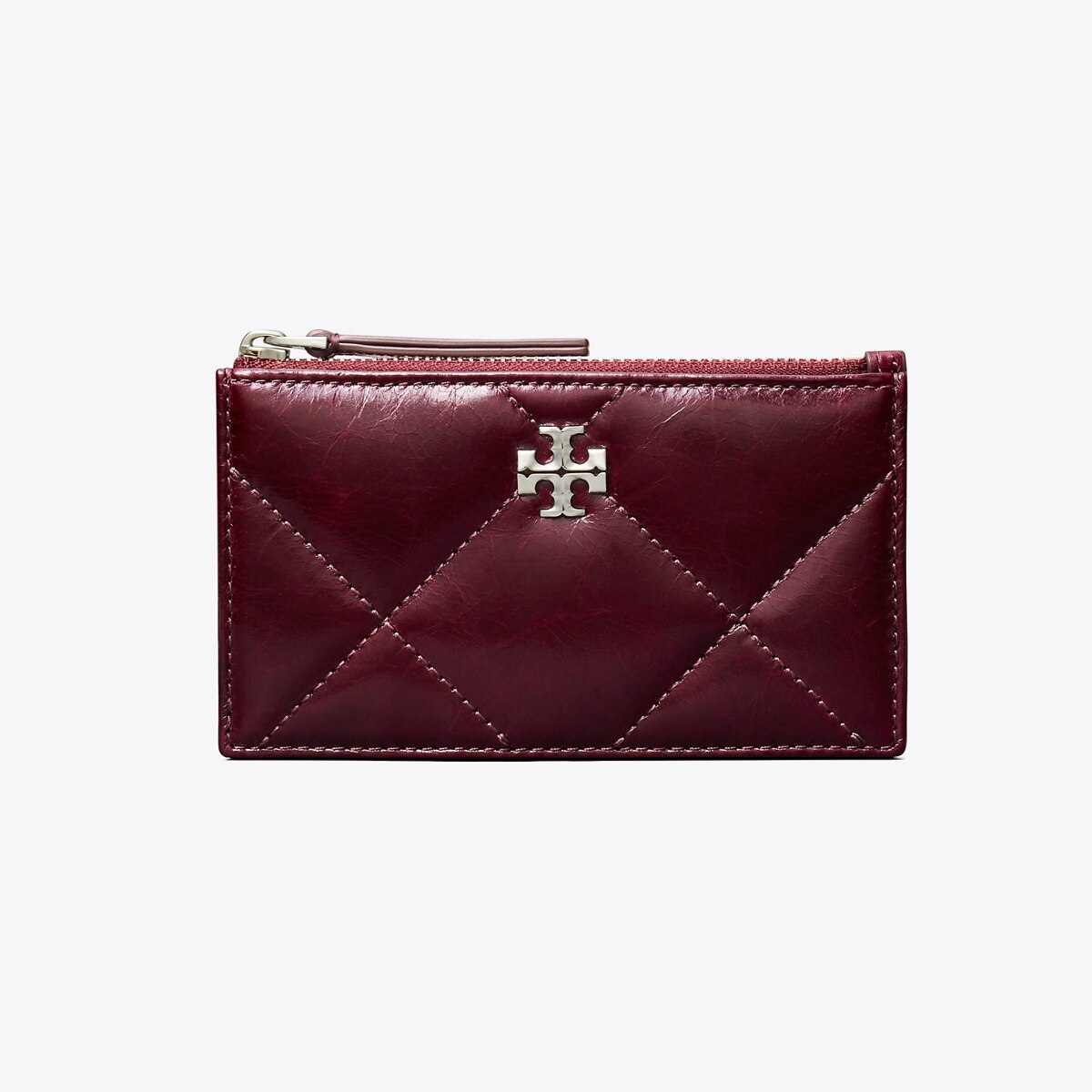 Kira Diamond Quilt Distressed Zip Card Case - purple