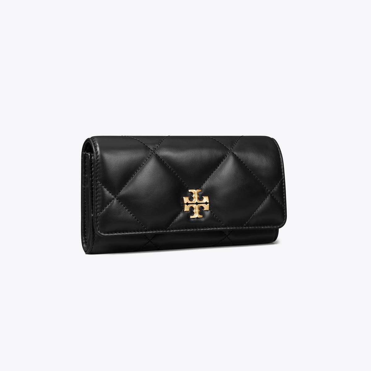 Kira Diamond Quilt Flap Wallet - black