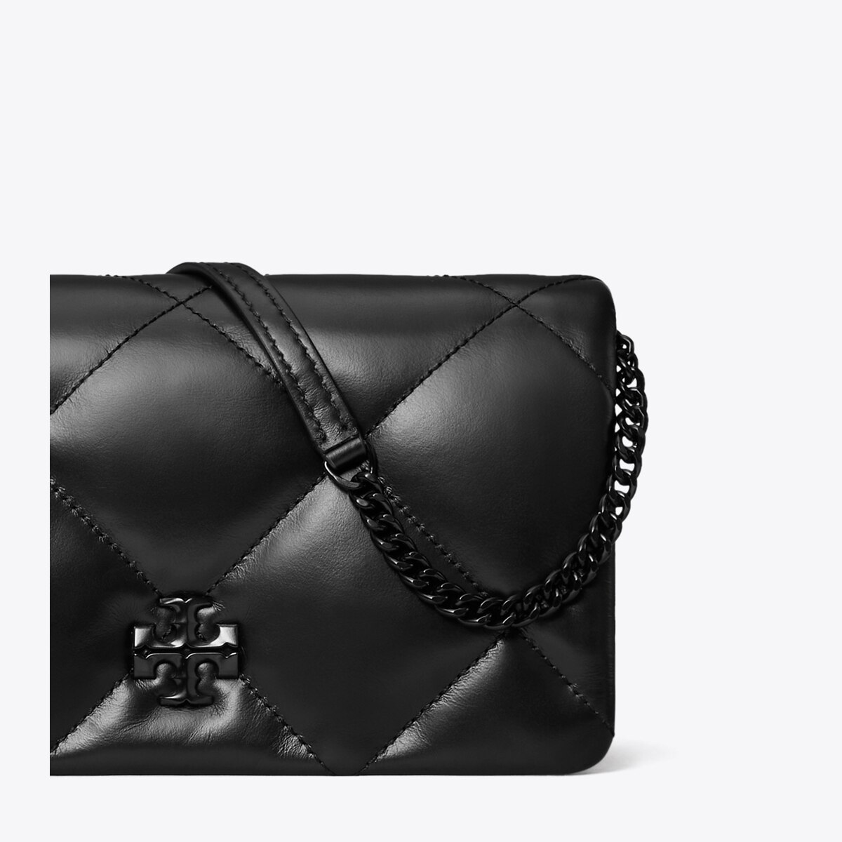 Kira Diamond Quilt Crossbody - black