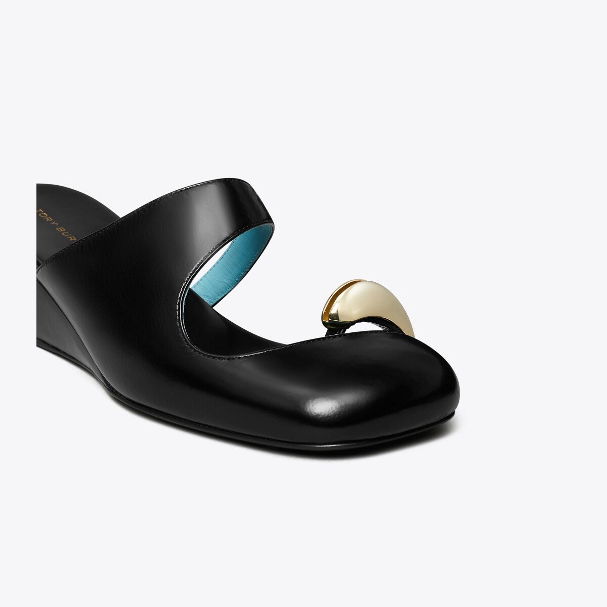 Pierced Mule Wedge - perfect black