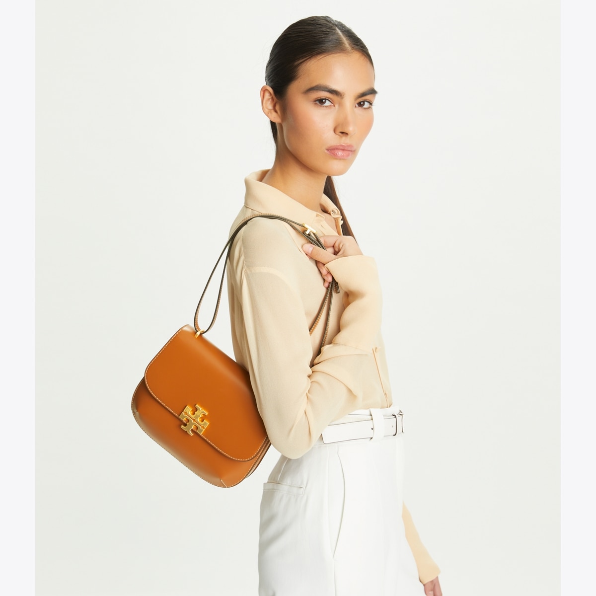 Eleanor Slim Saddlebag - light cream