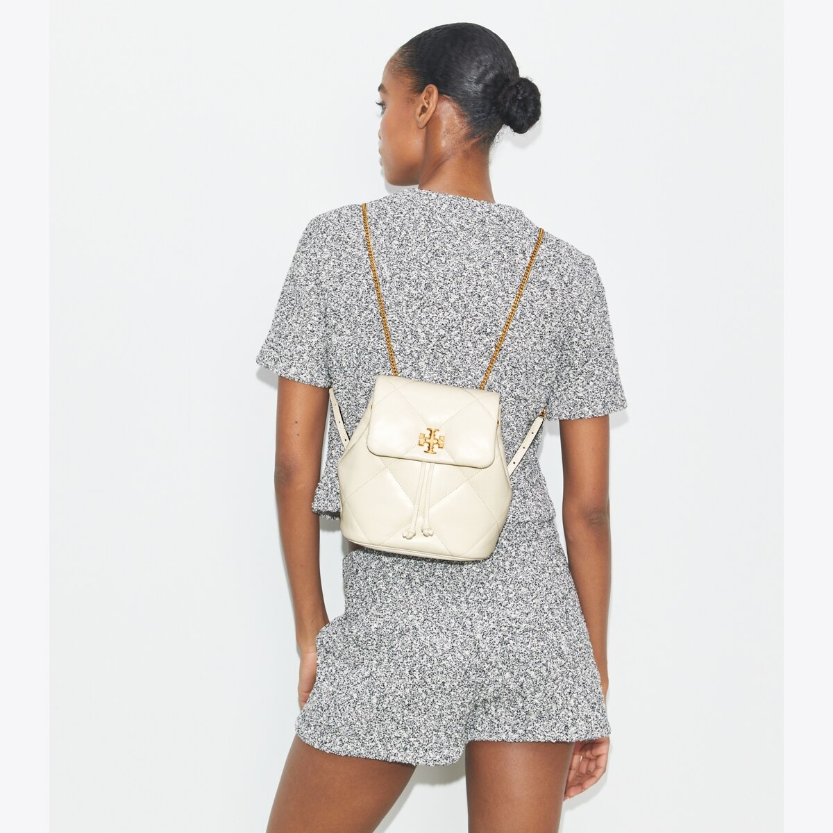 Mini Kira Diamond Quilt Backpack - white