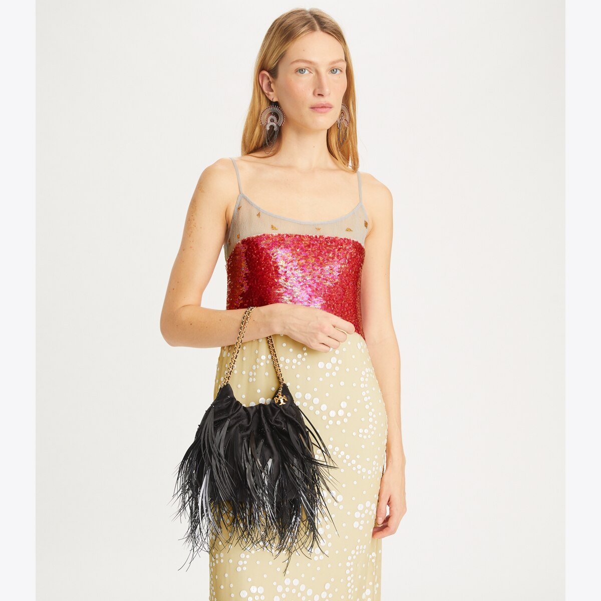 Mini Fleming Feather Hobo Bag - black