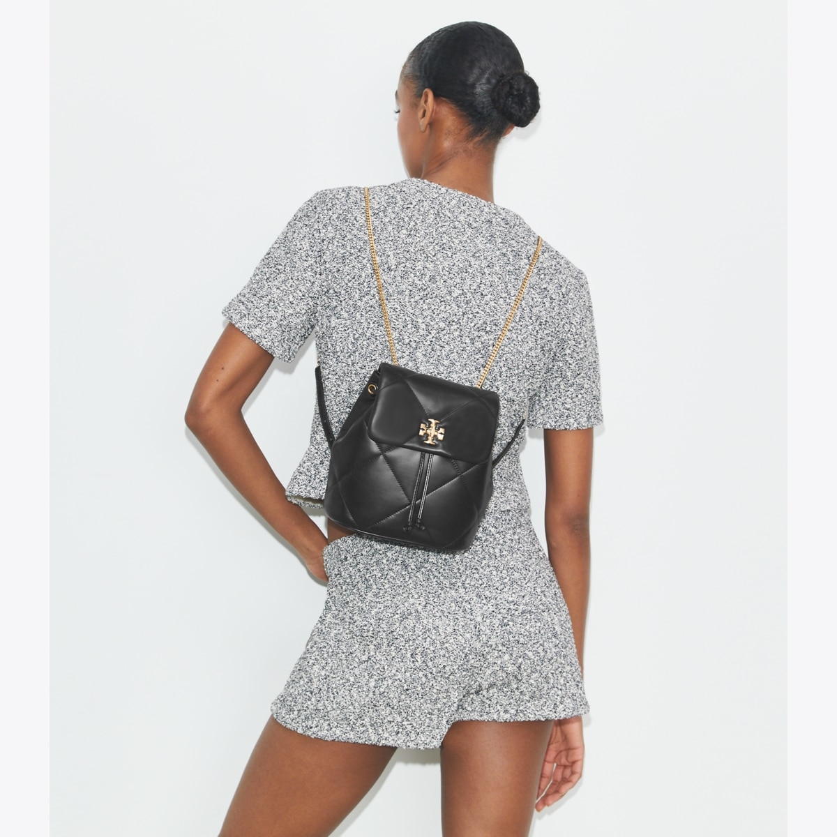 Mini Kira Diamond Quilt Backpack - black