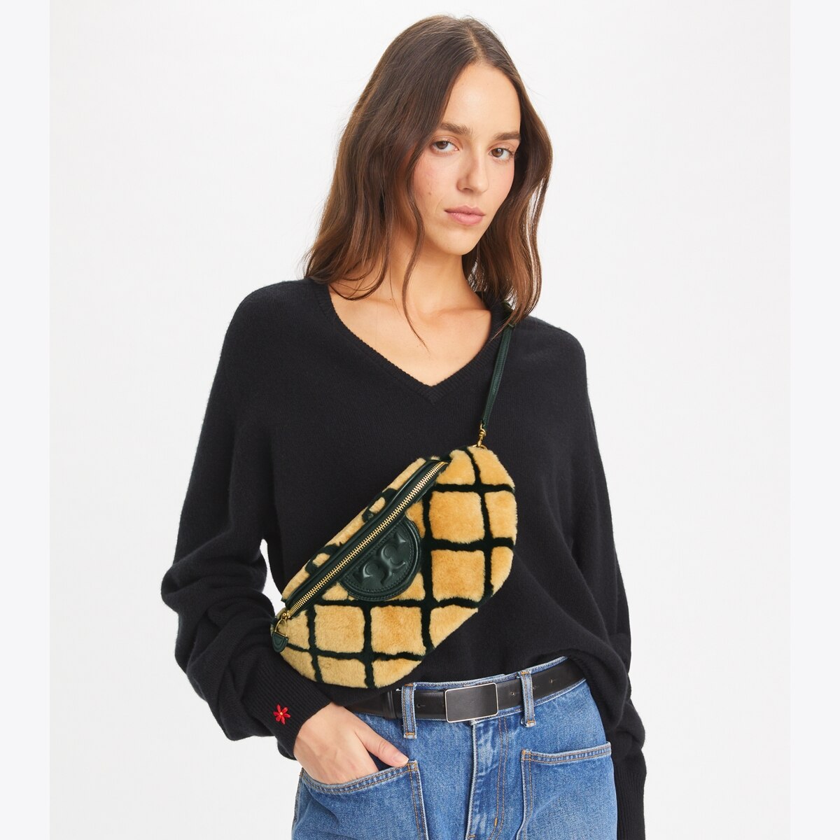 Fleming Shearling Convertible Belt Bag - brown