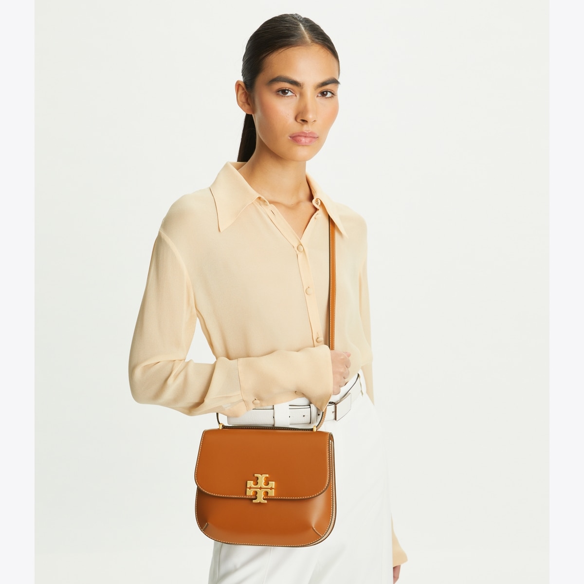 Eleanor Slim Saddlebag - light cream