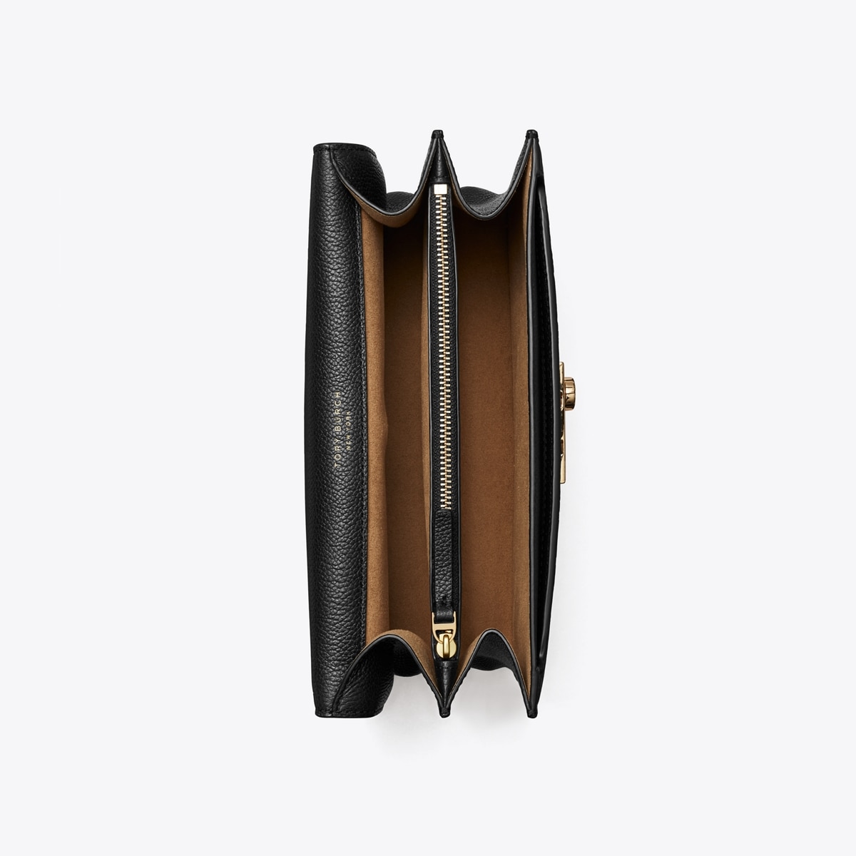 T Monogram Pebbled Shoulder Bag - black