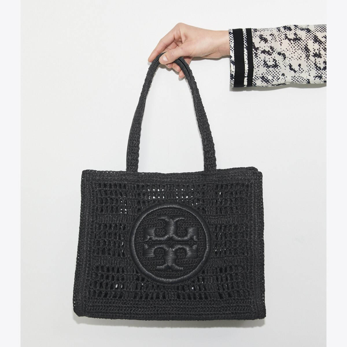 Large Ella Hand-Crocheted Tote - black
