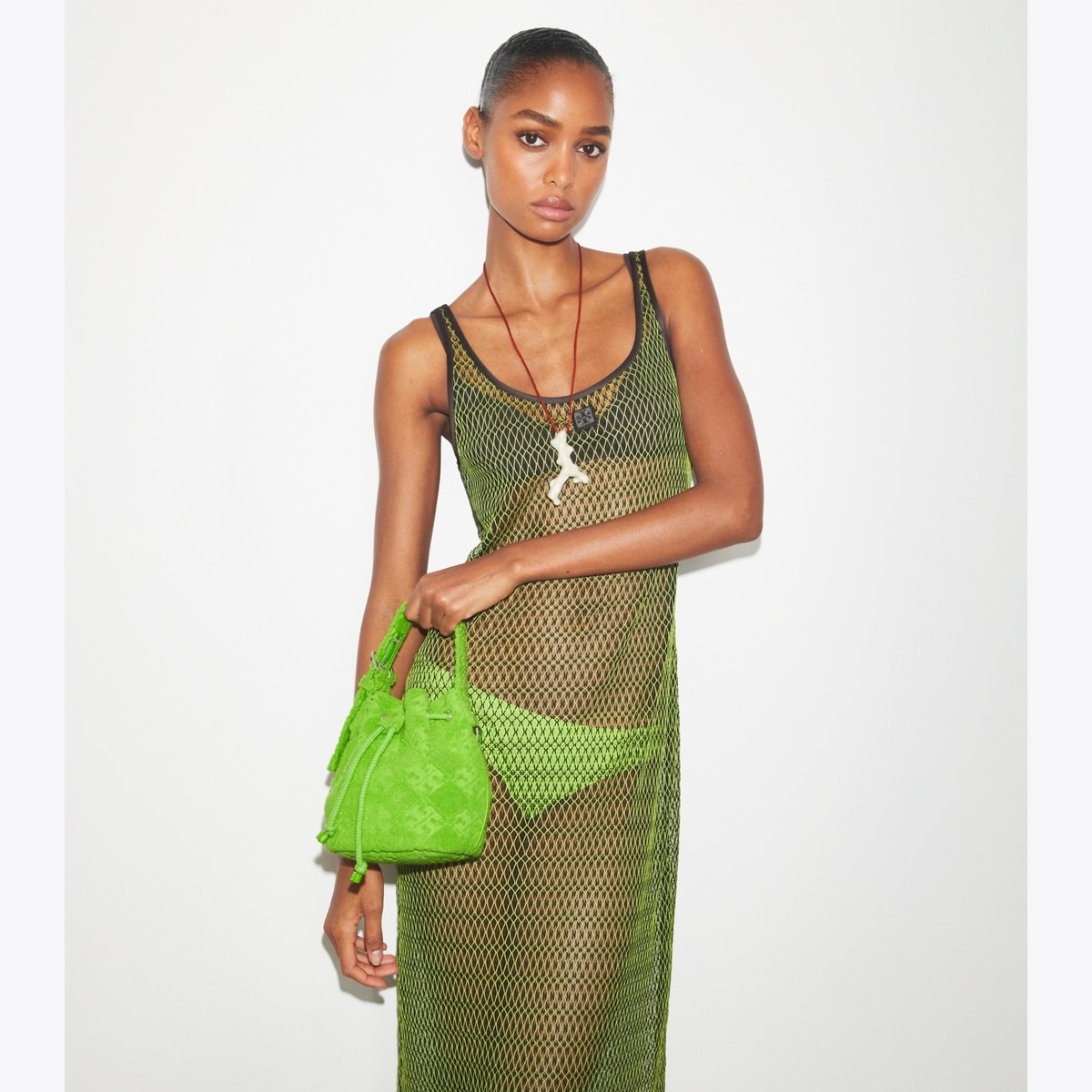 T Monogram Terry Mini Bucket Bag - green