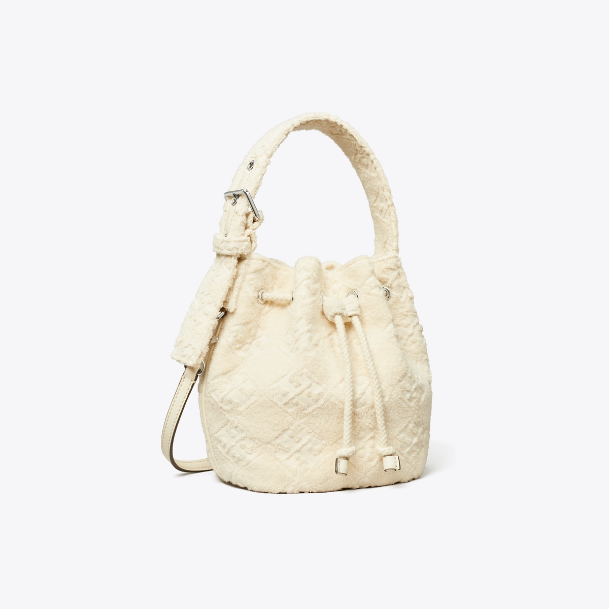 T Monogram Terry Mini Bucket Bag - white