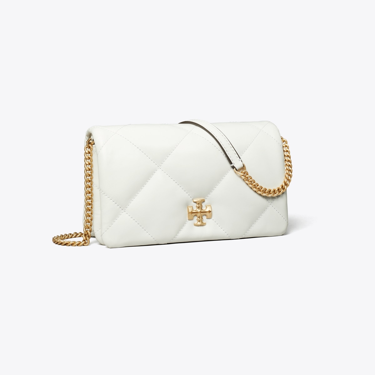Kira Diamond Quilt Crossbody - white