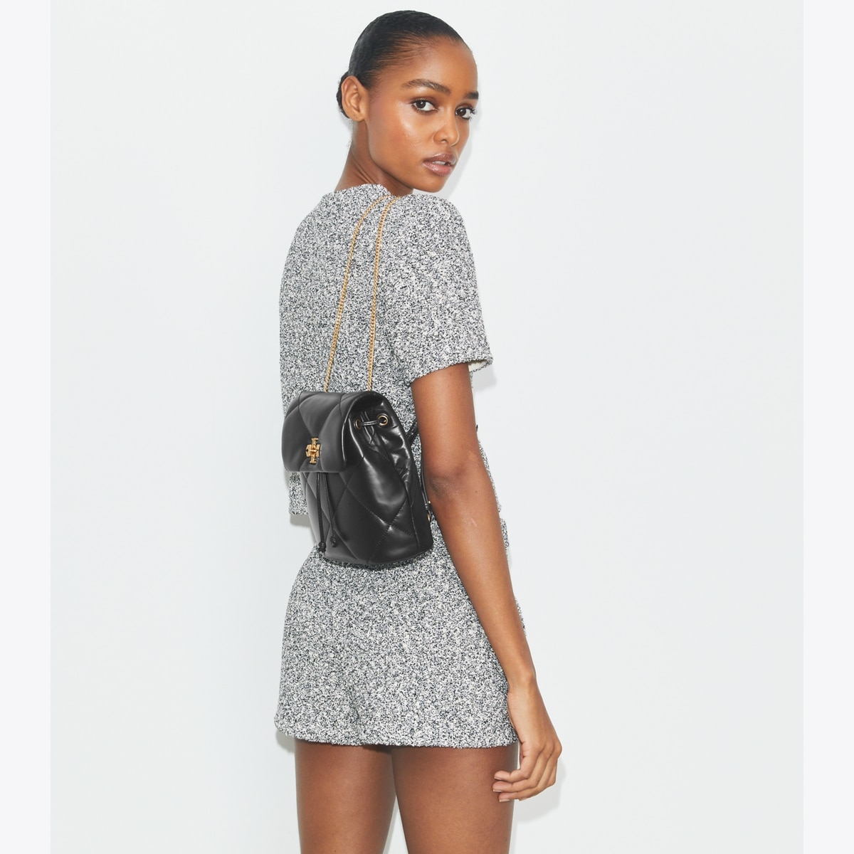 Mini Kira Diamond Quilt Backpack - black