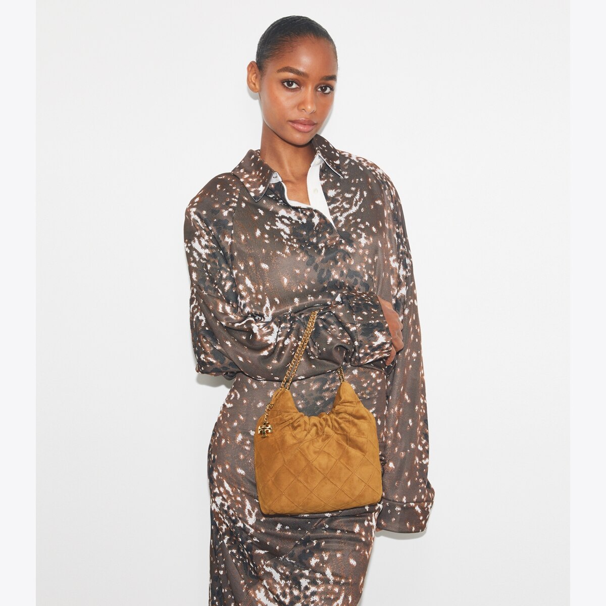 Mini Fleming Soft Suede Hobo Bag - brown