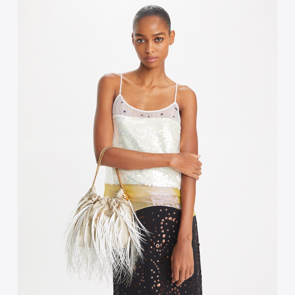 Mini Fleming Feather Hobo Bag - tiramisu