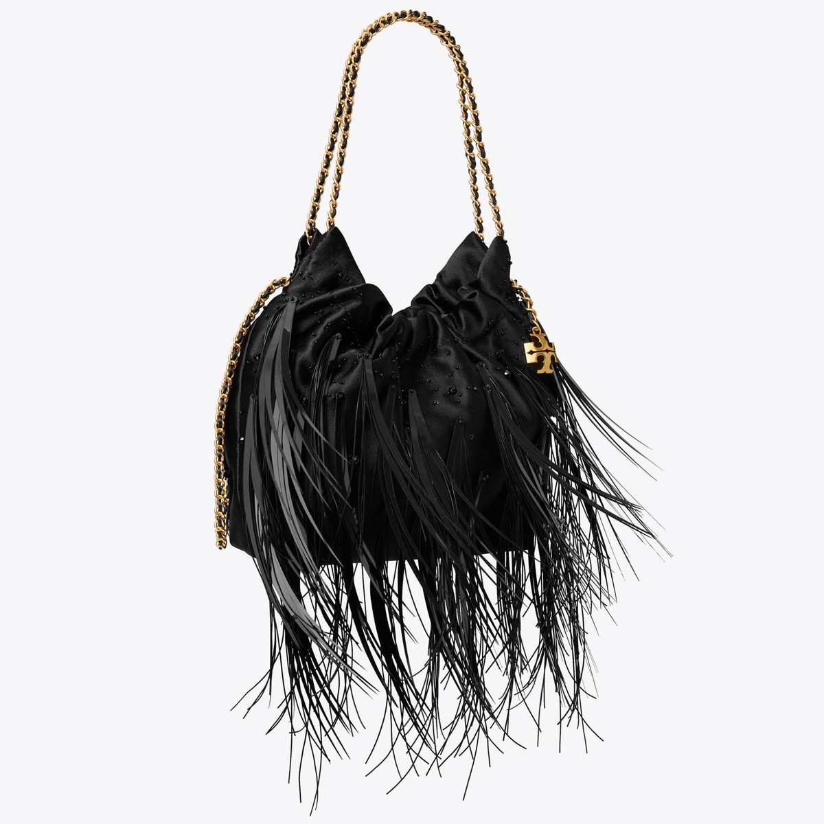 Mini Fleming Feather Hobo Bag - black