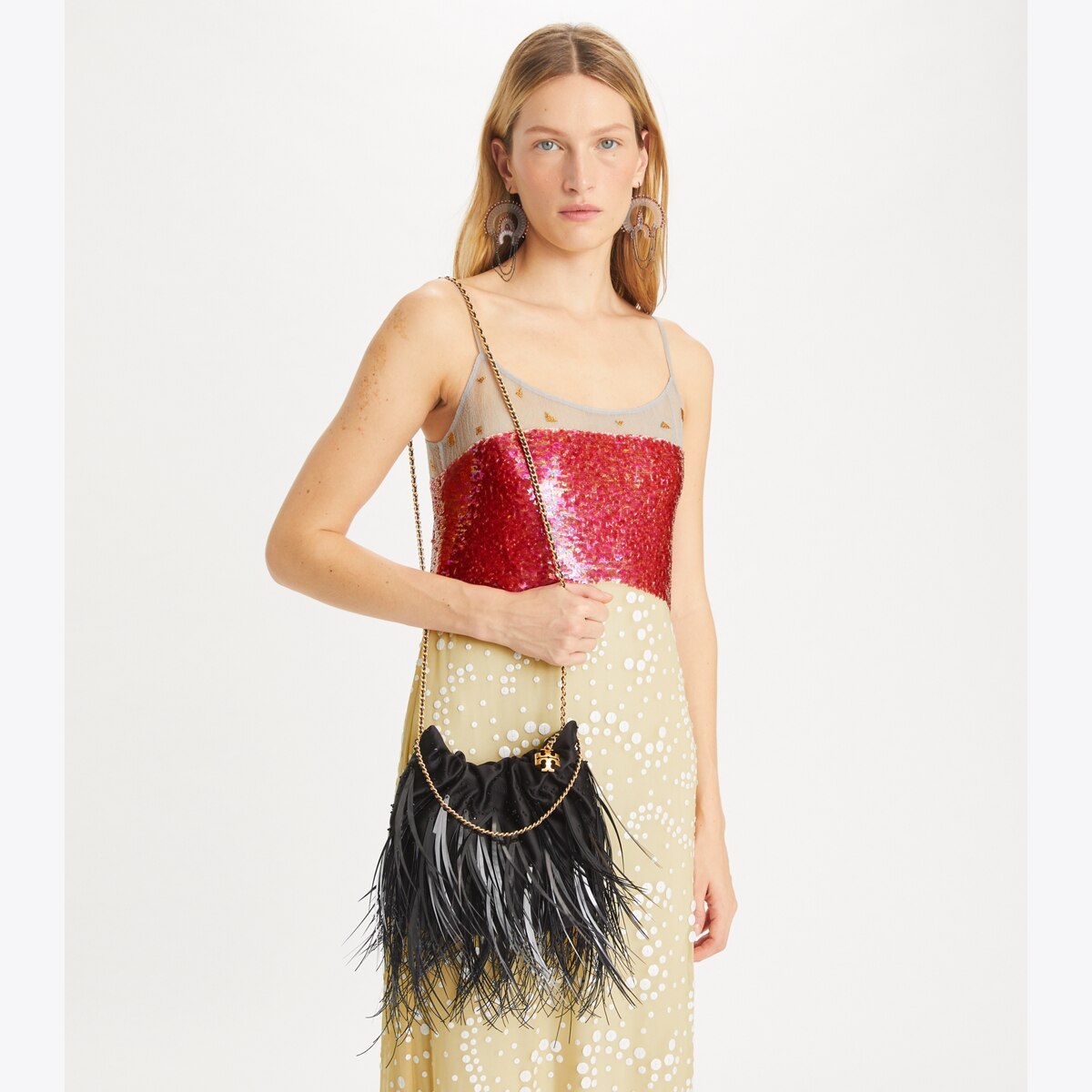 Mini Fleming Feather Hobo Bag - black