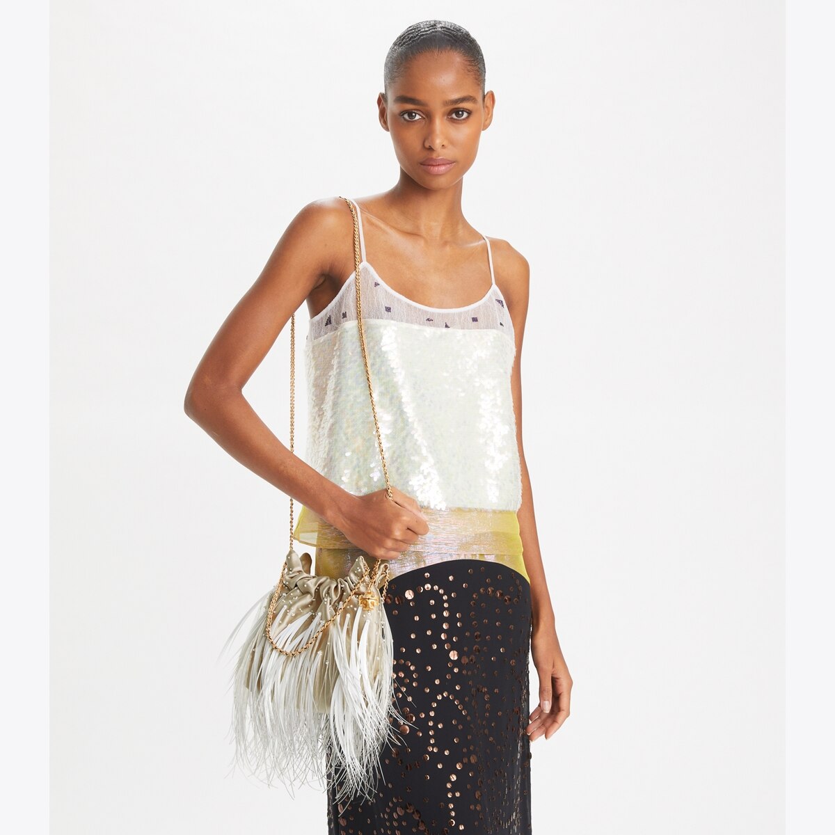 Mini Fleming Feather Hobo Bag - tiramisu