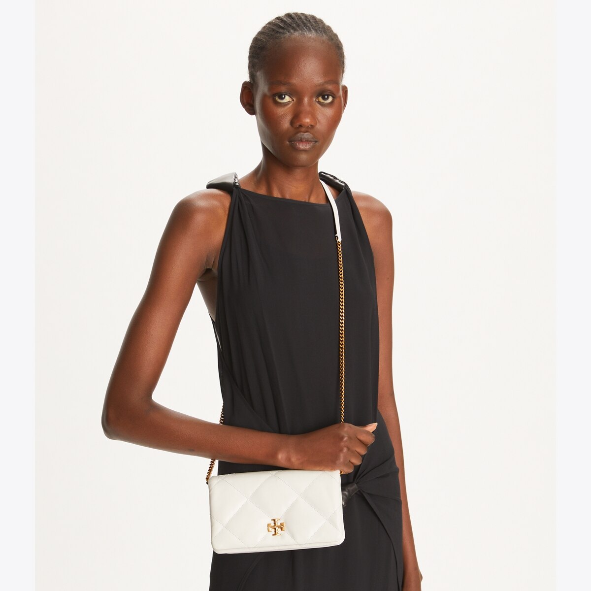 Kira Diamond Quilt Crossbody - white