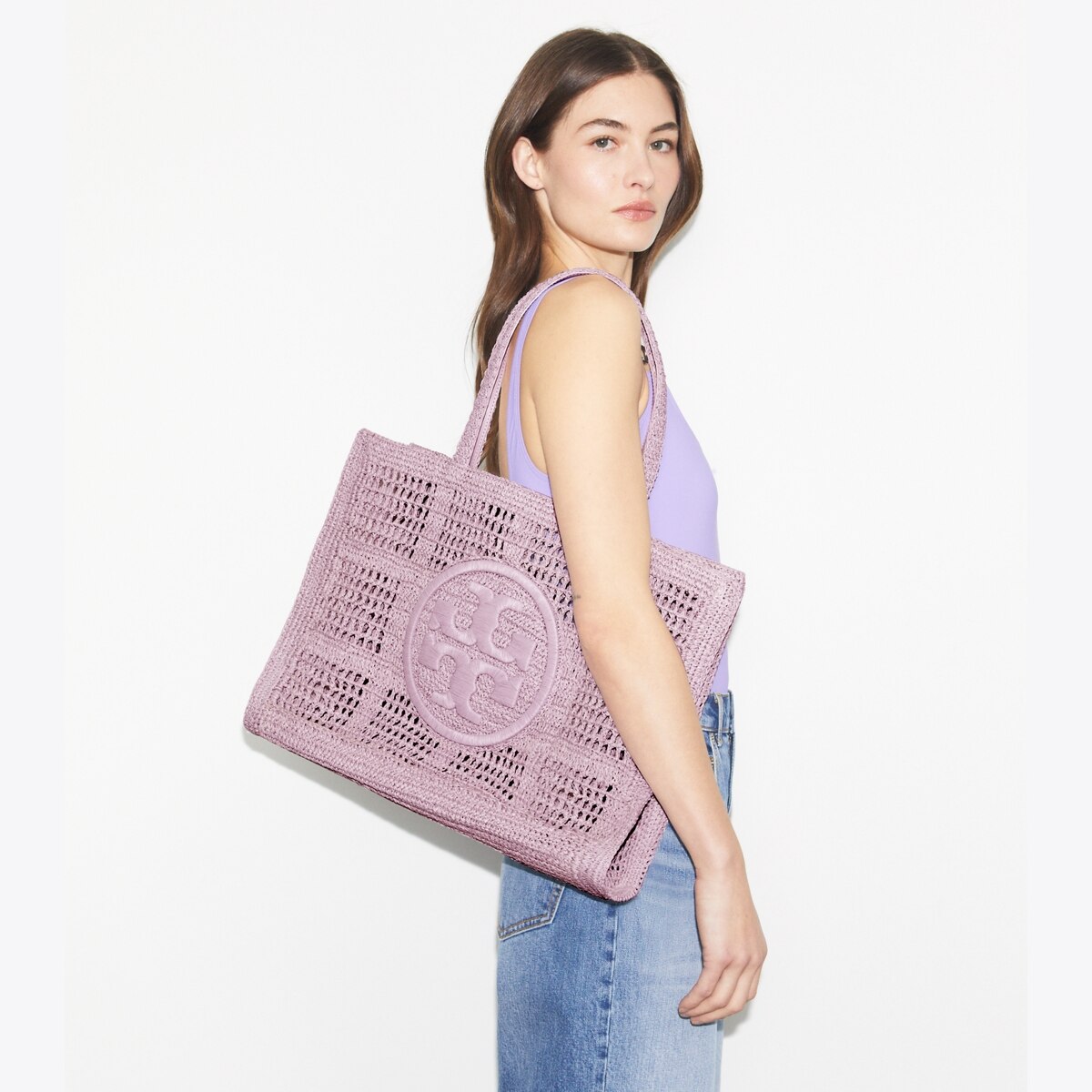 Large Ella Hand-Crocheted Tote - purple